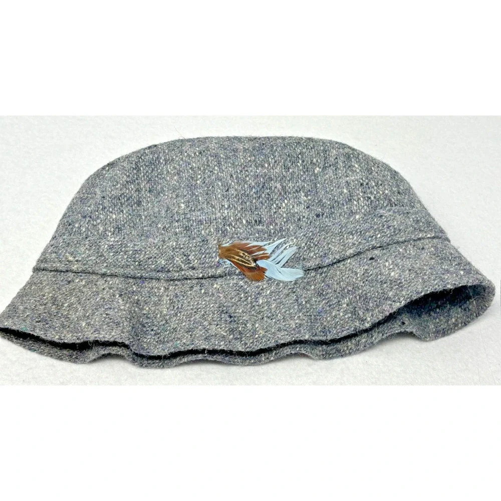Vtg Hats of Ireland Bucket Hat Donegal Wool Tweed Size 7 1/8 Ireland Gray‎